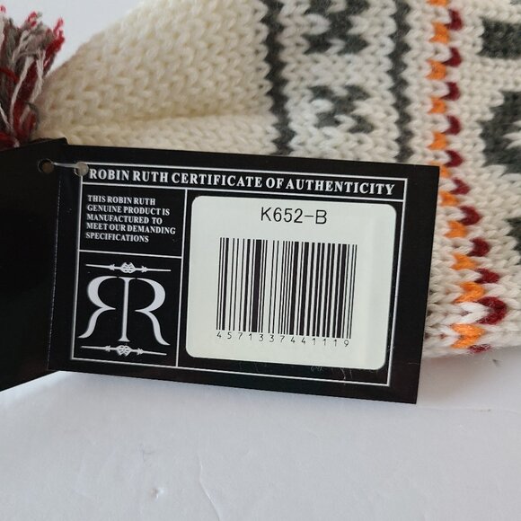 ROBIN RUTH KNITTED PERUVIAN HAT/BRAIDED TASSEL BEANIE-WINTER SKI STYLE- ONE SIZE - Picture 4 of 8